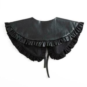 4 FOR $100  -  Black Ruffled faux leather collar